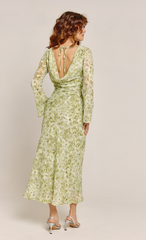 Green Bias Cowl Back Maxi Dress