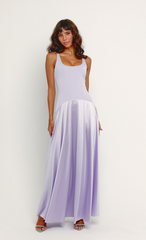 Lilac Curved Drop Waist Maxi Dress