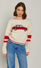 Retro Red Car Intarsia Jumper