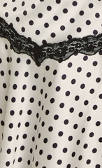 White Polka Satin Halter Lace Detail Mini Dress