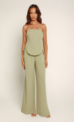 Olive Scallop Detail Bandeau Jumpsuit