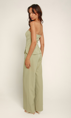 Olive Scallop Detail Bandeau Jumpsuit