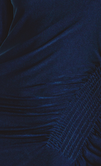 Navy Ruched Long Sleeve Maxi Dress