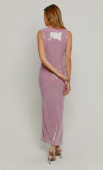 Mauve Cowl Neck Sequin Top