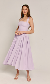 Lilac Gathered Hip Pocket Midaxi Dress