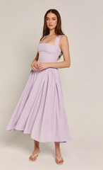 Lilac Gathered Hip Pocket Midaxi Dress