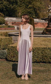 Lilac Curved Drop Waist Maxi Dress
