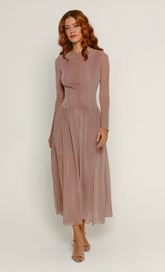 Mauve Pointed Waist Detail Maxi Dress