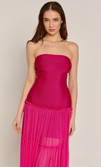 Pink Bandage Mesh Maxi Dress
