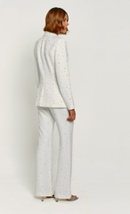 White Diamante Embellished Flared Trousers