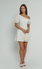White Broderie Puff Sleeve Mini Dress