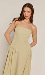 Olive Bandeau Hip Gathered Midi Dress
