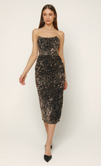 Rose Gold Sequin Midi Dress