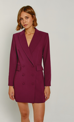 Plum Double Breasted Blazer Mini Dress