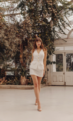 White Tailored Halterneck Waistcoat Mini Dress