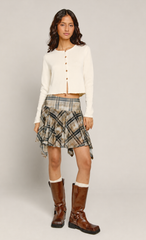 Olive Handkerchief Distressed Check Skirt