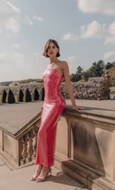Pink Sequin Bandeau Maxi Dress