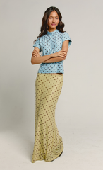 Olive & Brown Polka Dot Mesh Maxi Skirt