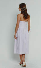 Lilac Corset Drop Waist Midi Dress