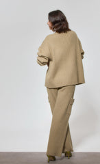 Olive Knitted Zip Up Cardigan
