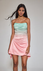 Ombre Pleated Bustier Mini Dress