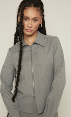 Grey Double-Ended Zip-Up Blouse