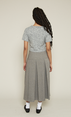 Grey Embroidered Face Knit Crop Top