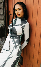 Snowed In Mesh Print Top