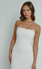 White Textured Bandeau Dress