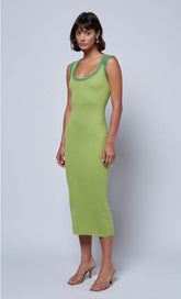 Green Cut-Out Knit Midi Dress