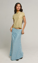 Olive & Brown Polka Dot Mesh Top