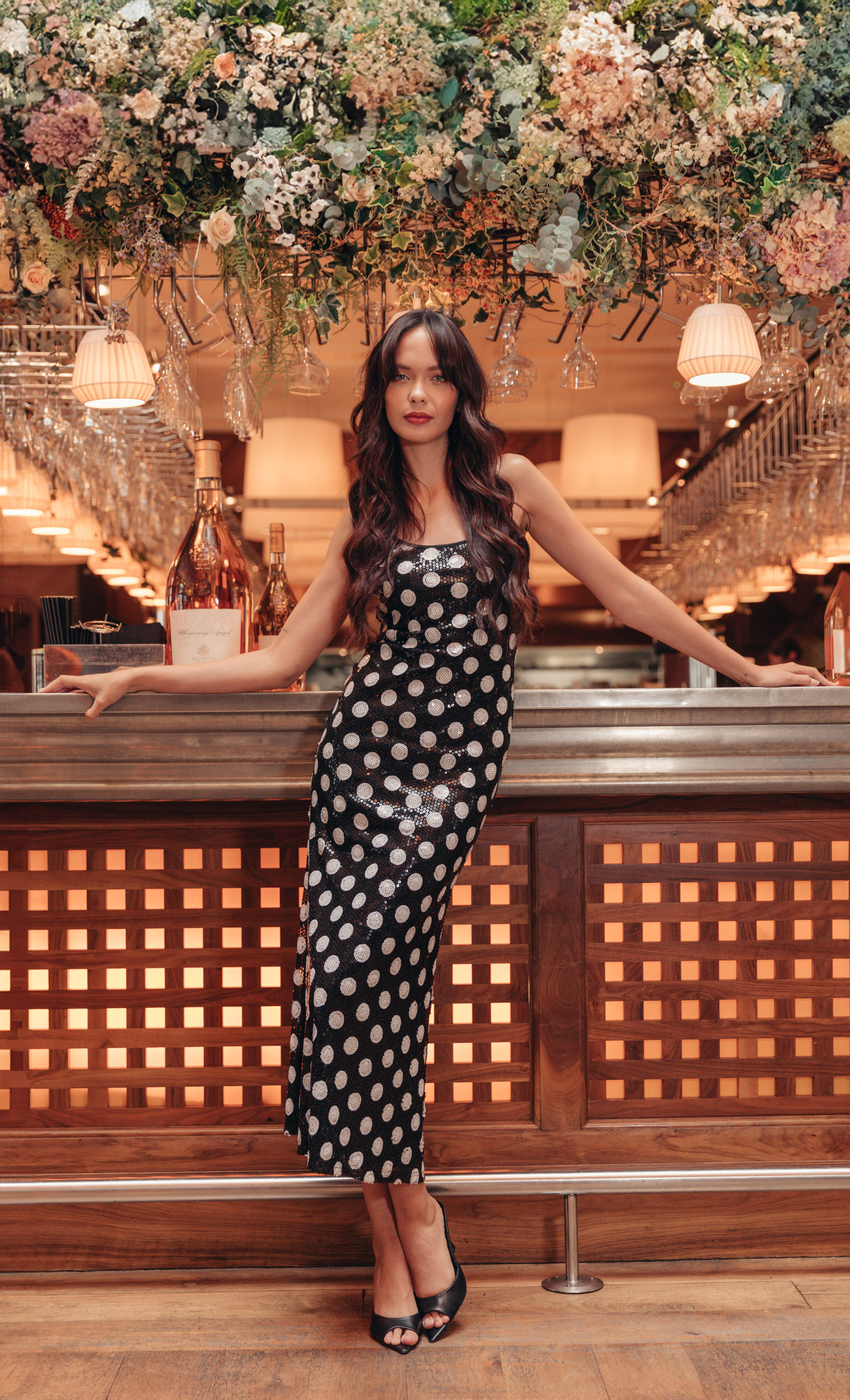Polka Dot Sequin Cami Maxi Dress