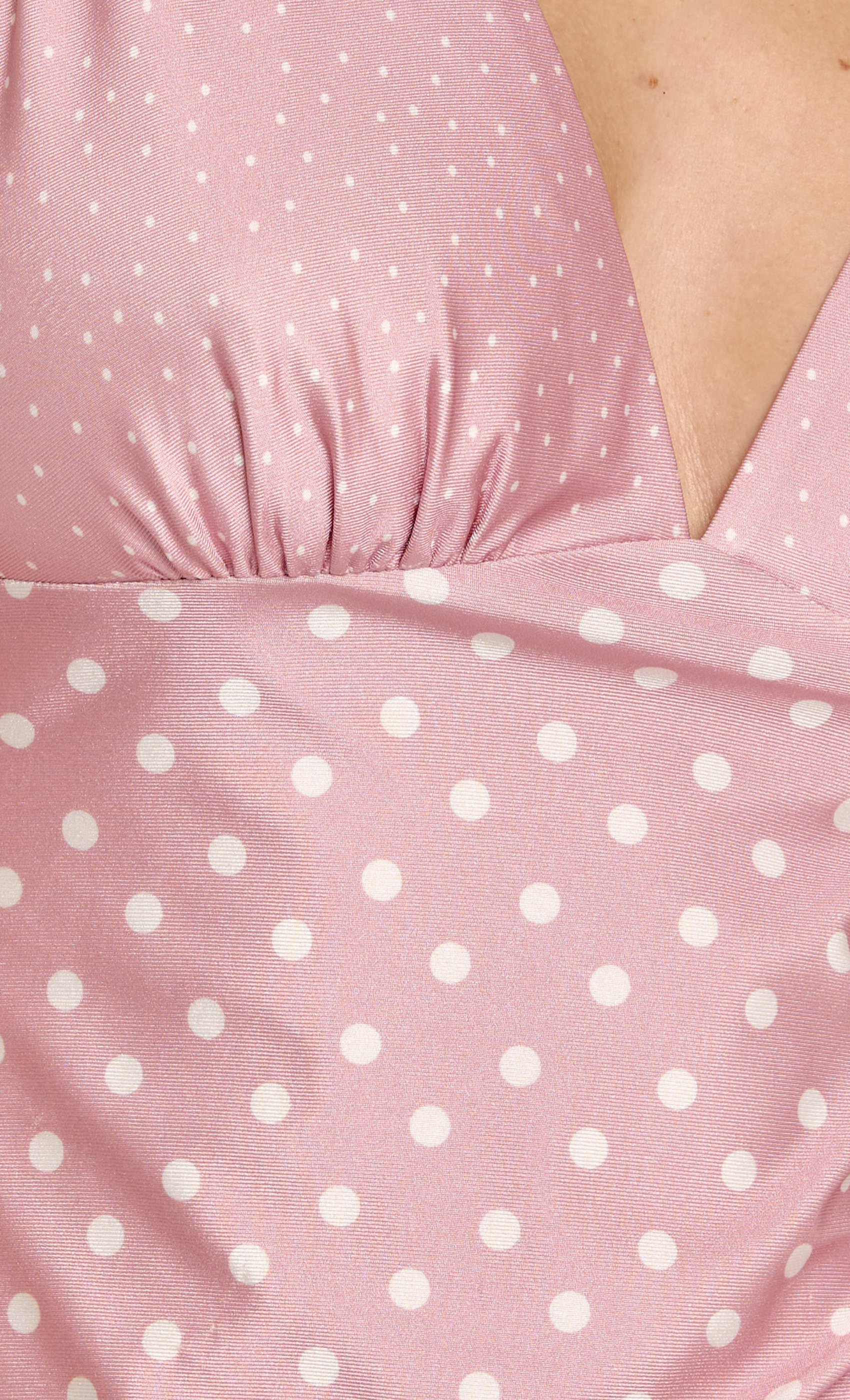 Pink Polka Dot Liquid Jersey Maxi Dress