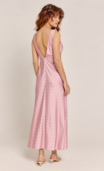 Pink Polka Dot Liquid Jersey Maxi Dress