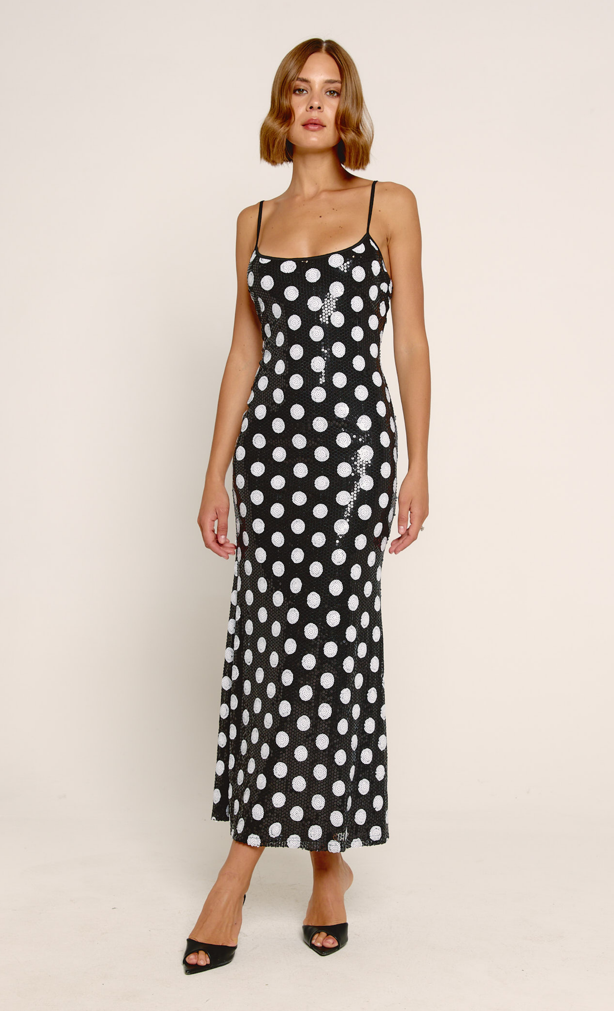 Polka Dot Sequin Cami Maxi Dress