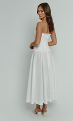 White Drop Waist Textured Maxi Dress