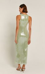 Sage Green Sequin Racer Back Maxi Dress