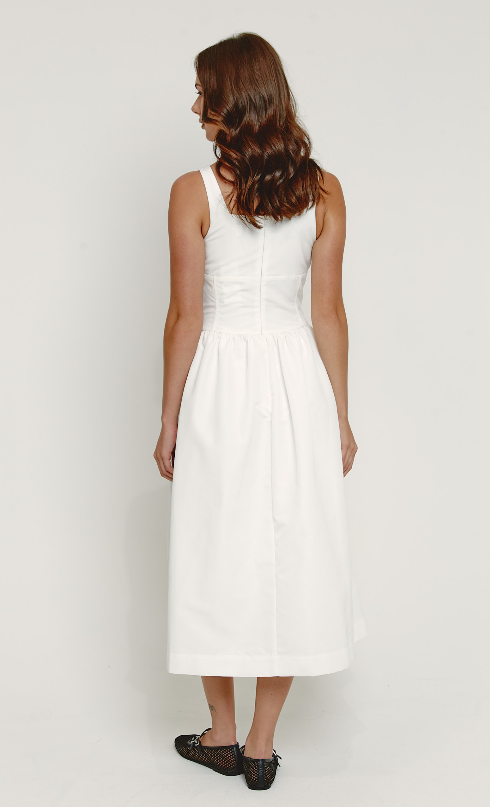 White Tie Front Detail Midaxi Dress