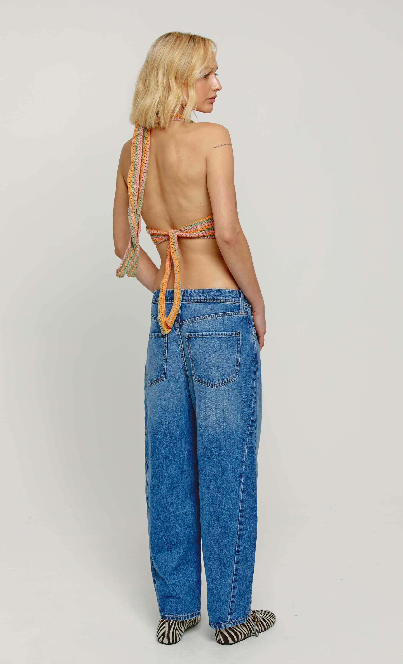 Multi Colour Striped Knit Halter Top
