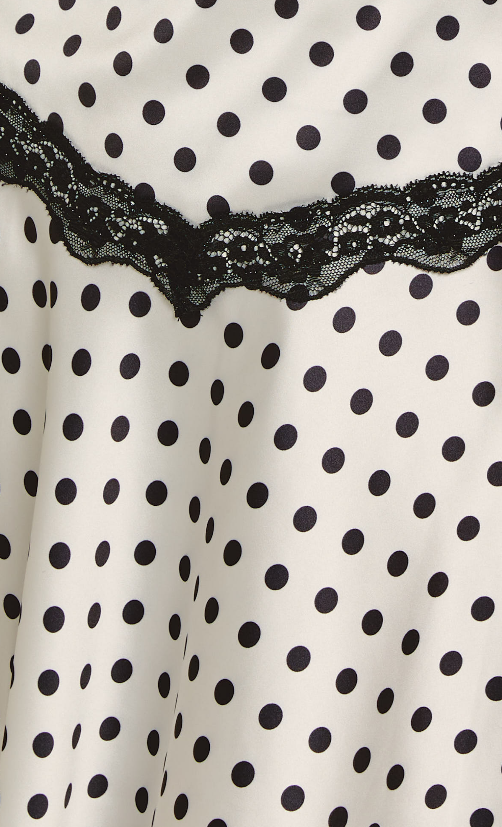 White Polka Satin Halter Lace Detail Mini Dress
