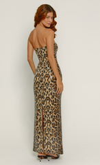 Leopard Sequin Bandeau Maxi Dress