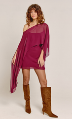 Wine Cami Cape Mini Dress