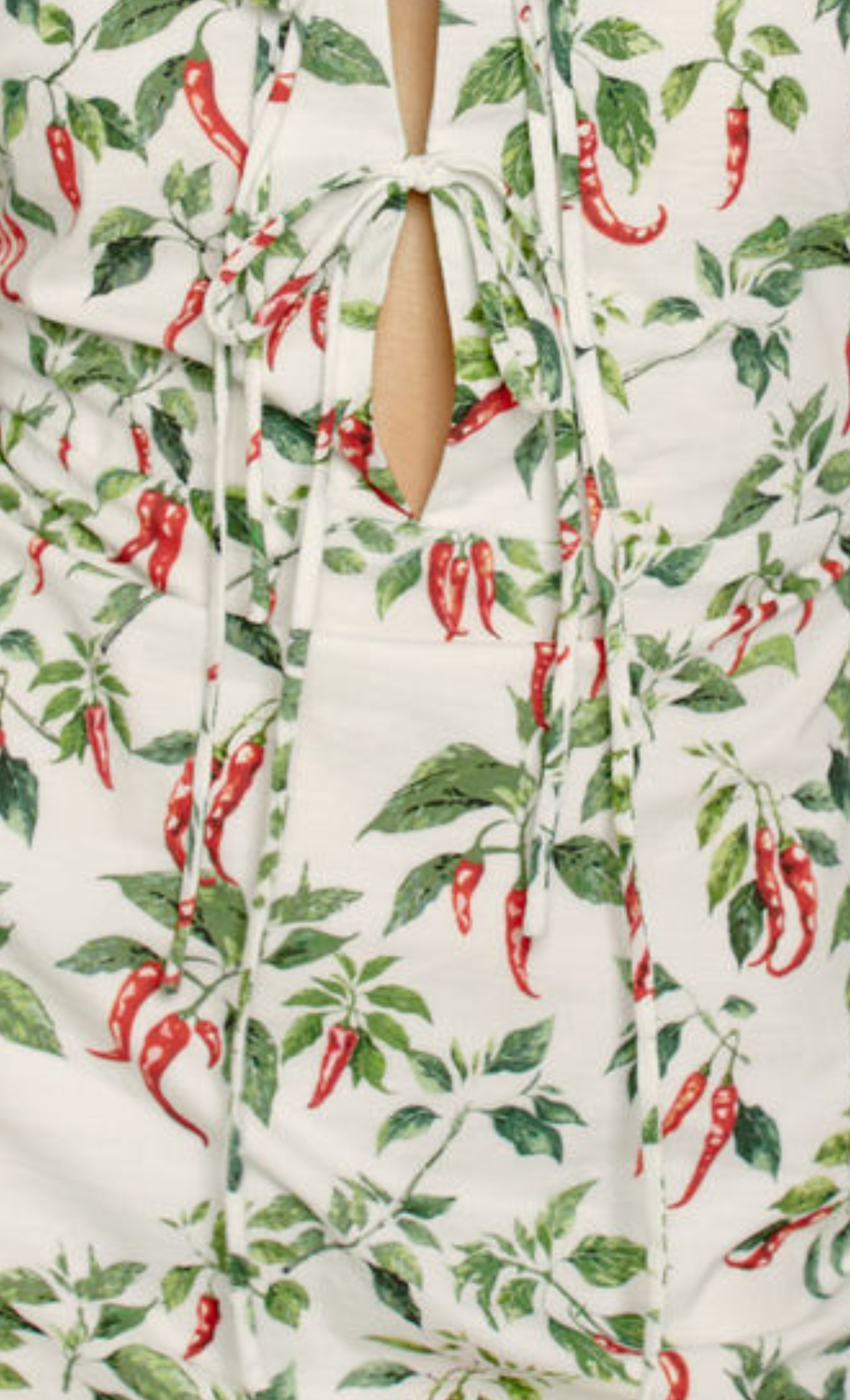 White Chili Print Tie Front Mini Dress