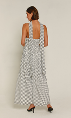 White Mesh Drop Waist Polka Dot Maxi Dress