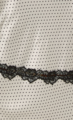White Polka Dot Satin Lace Trim Maxi Dress