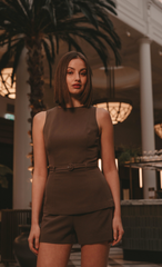 Mocha 2 in 1 Belted Playsuit