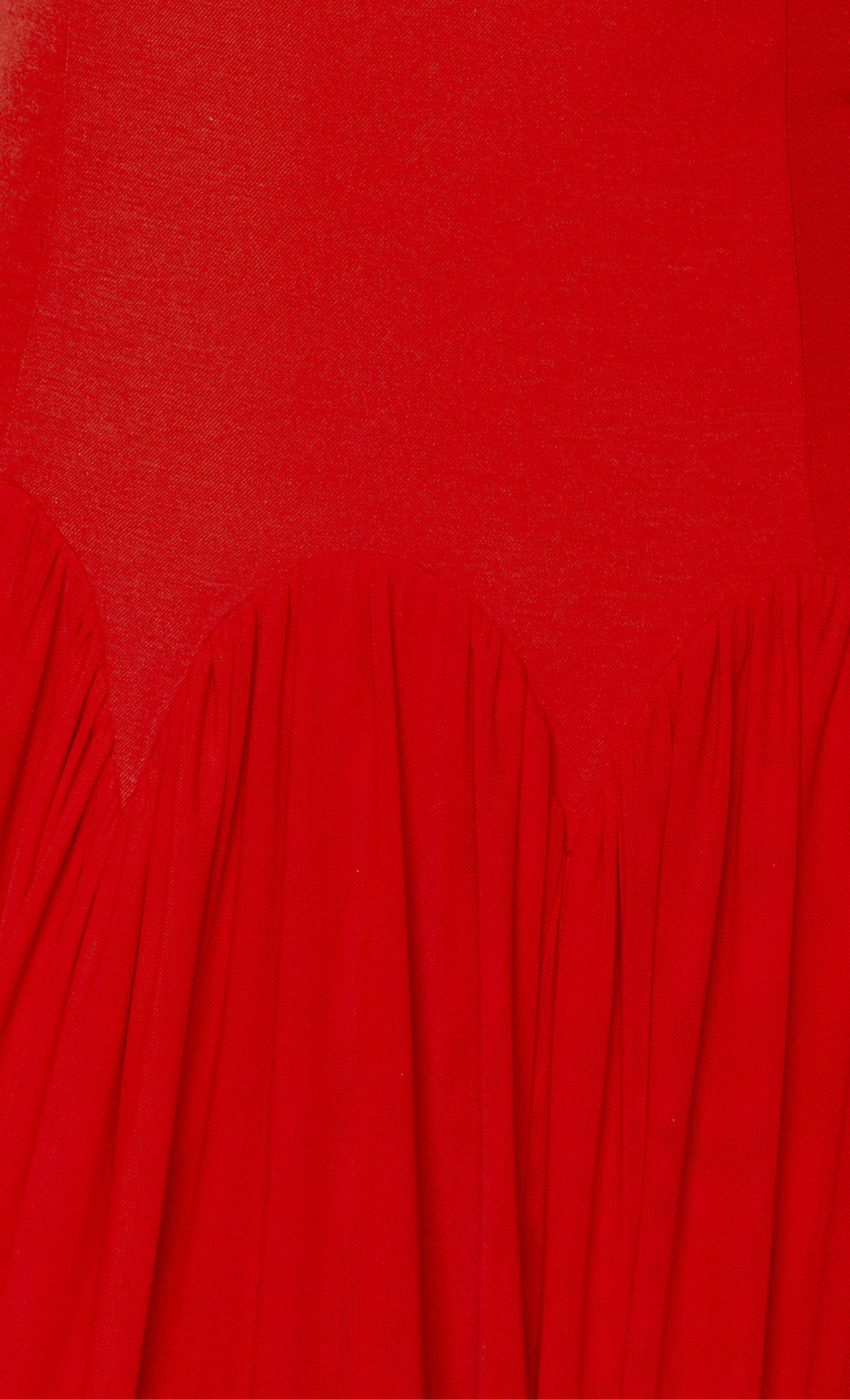 Red Scallop Curve Waist Maxi Dress