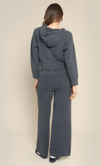 Grey 2 Way Zip Relaxed Hoodie