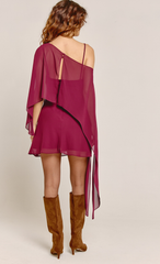 Wine Cami Cape Mini Dress