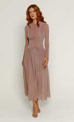 Mauve Pointed Waist Detail Maxi Dress